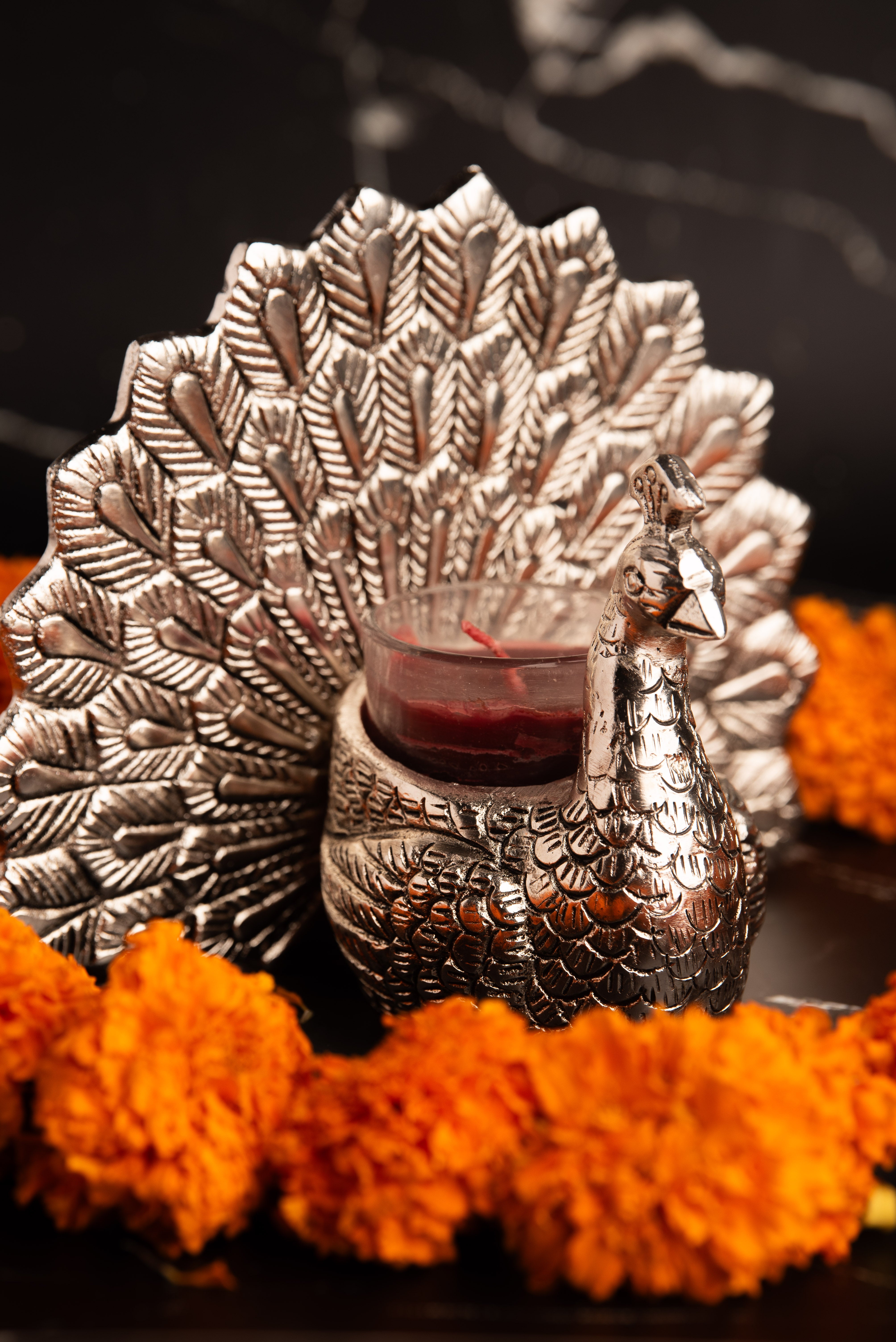 Dancing Peacock Tealight Candle Holder
