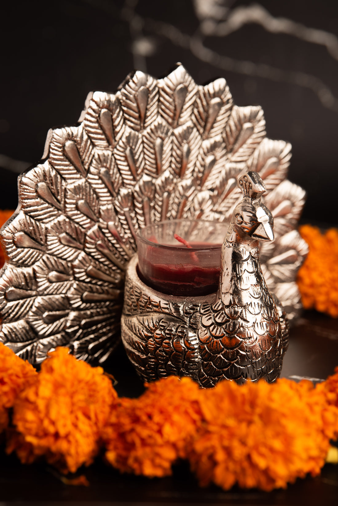 Dancing Peacock Tealight Candle Holder