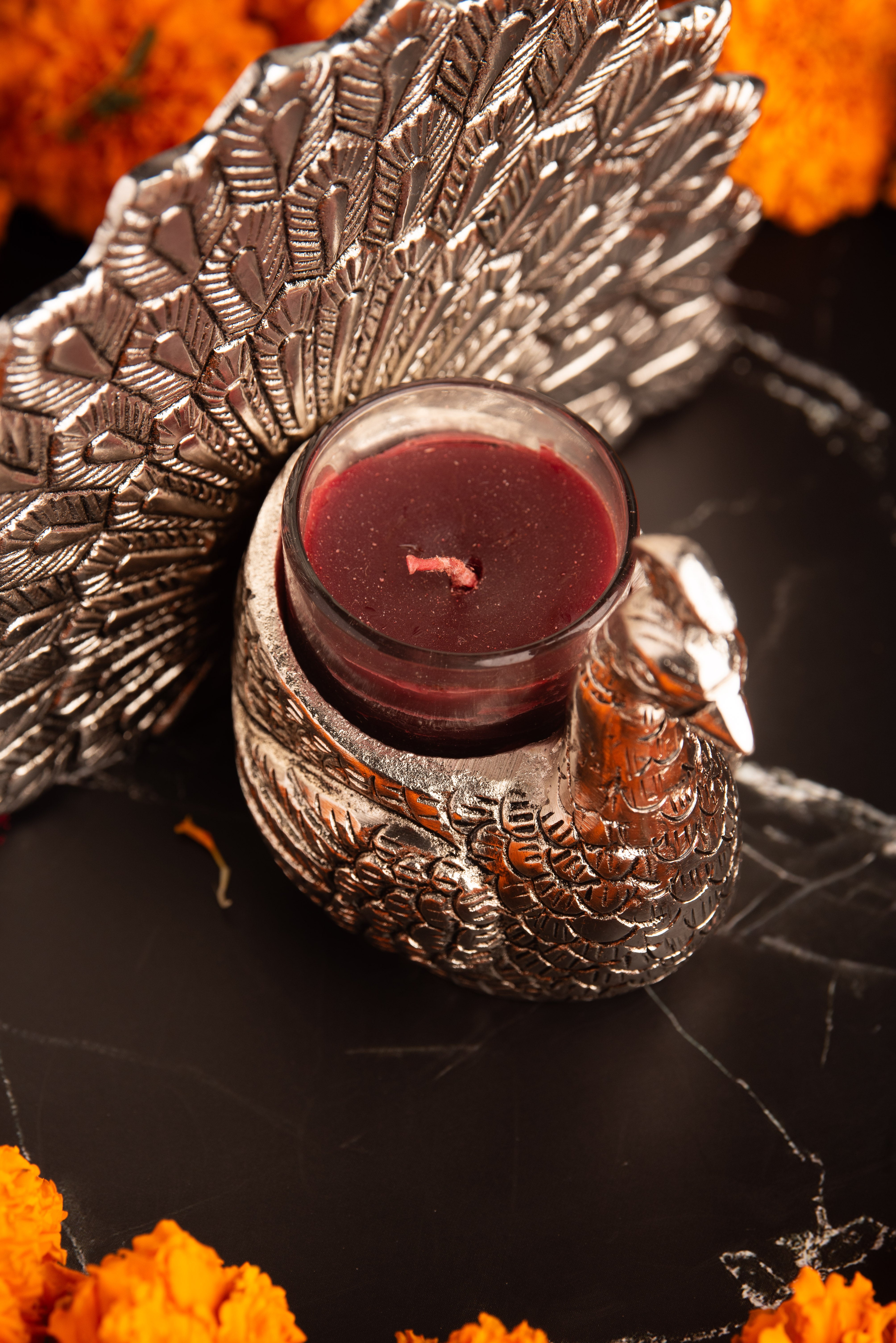 Dancing Peacock Tealight Candle Holder