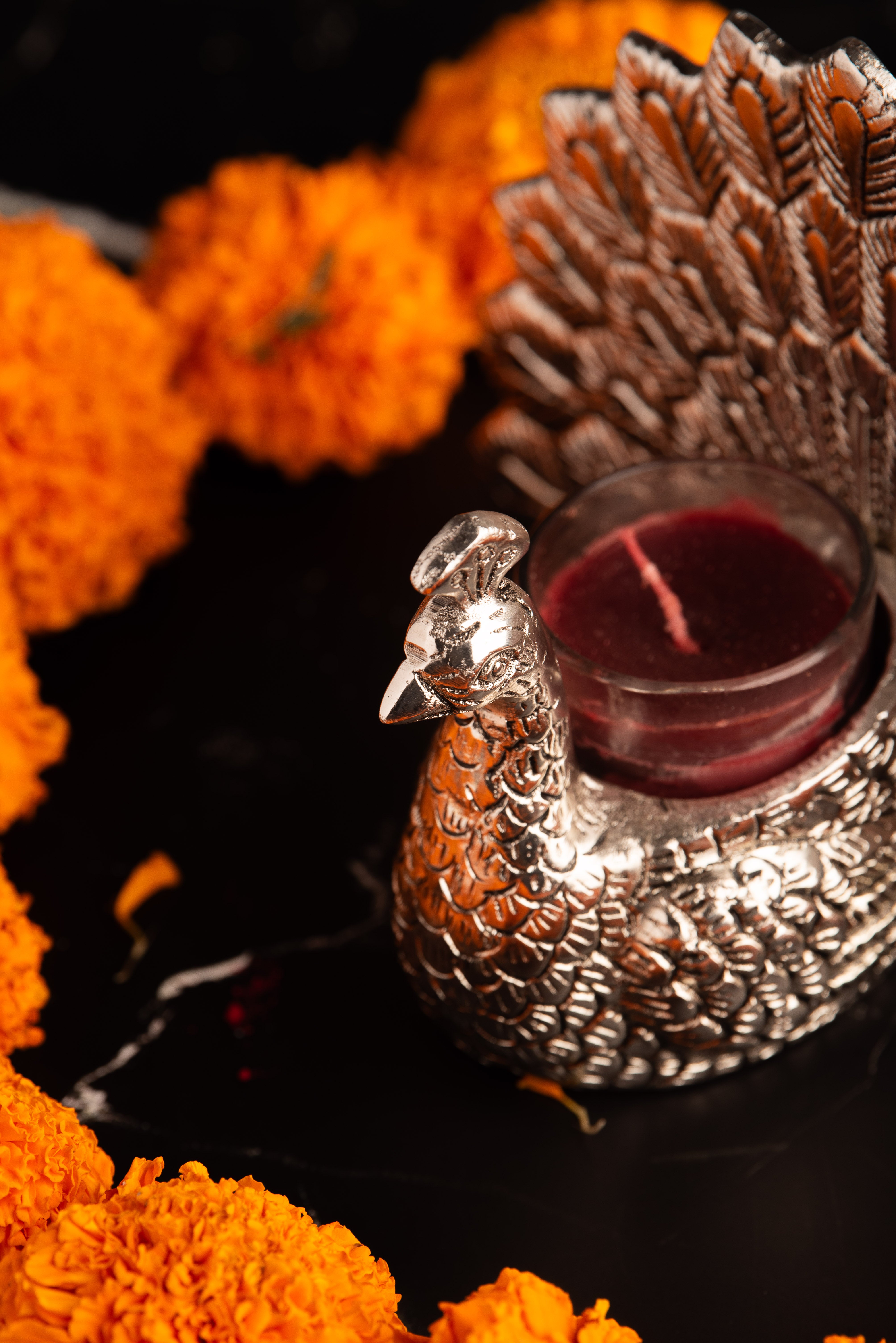 Dancing Peacock Tealight Candle Holder